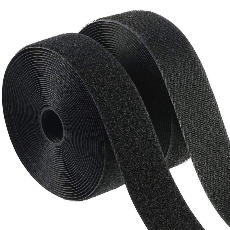 Ywhomal 1.5 inch Wide 20 Feet Sew On Hook Loop Tape Roll Closeout Nylon Strips Fabric Water Tear Resistant for Window Curtain Handbags Clothes Shoes Backpacks Non-Adhesive Back - Image 1